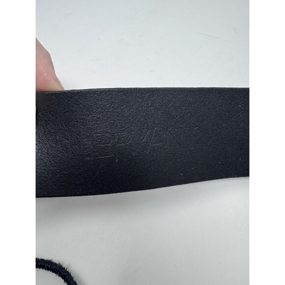 Lane Bryant Black Leather Belt Western Long Fringe Tie Metal Rings Country 22/28 - Picture 4 of 7